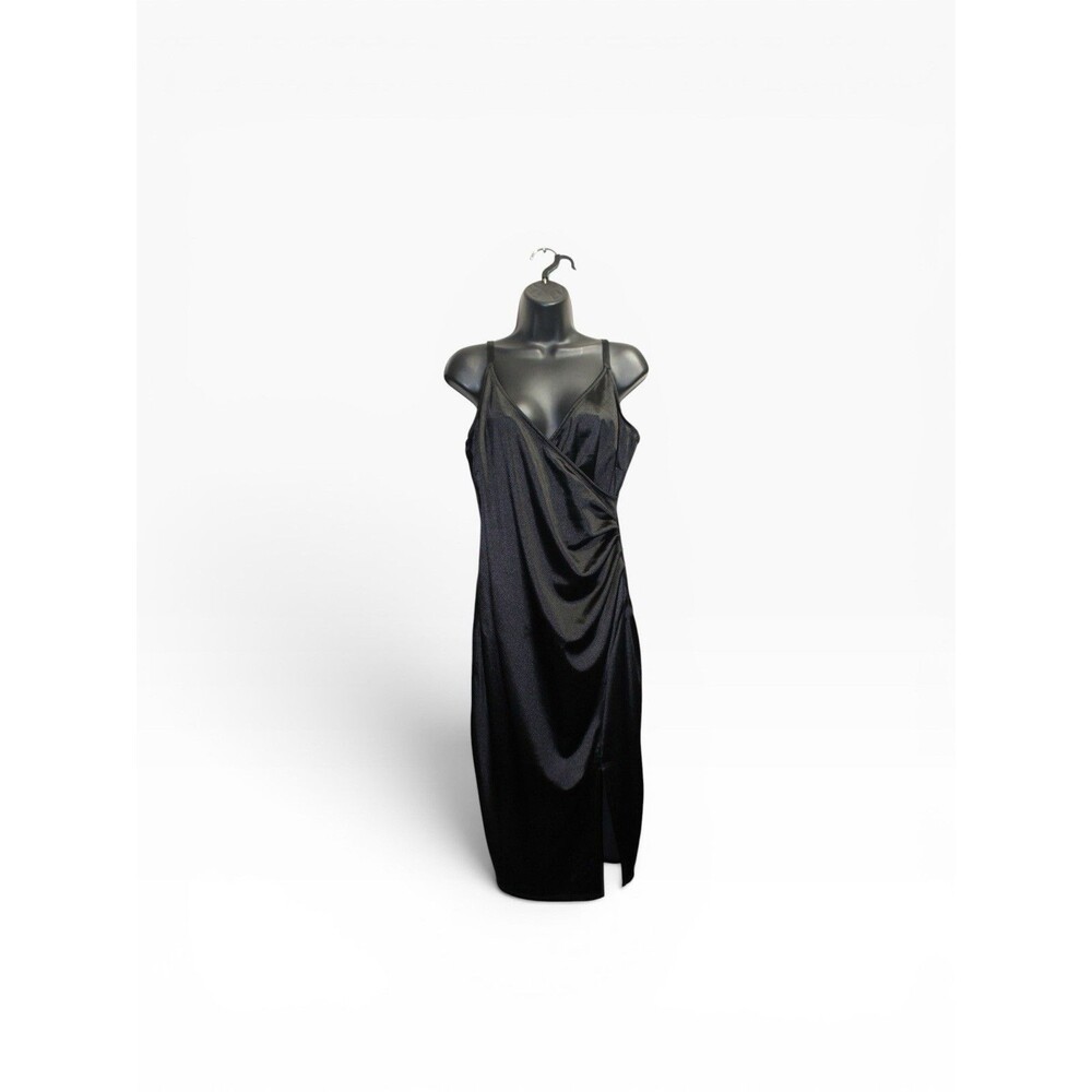 Inspired Hearts Satin Surplice Dress Women’s 1X Curvy Wrap Sexy Ruched LBD
